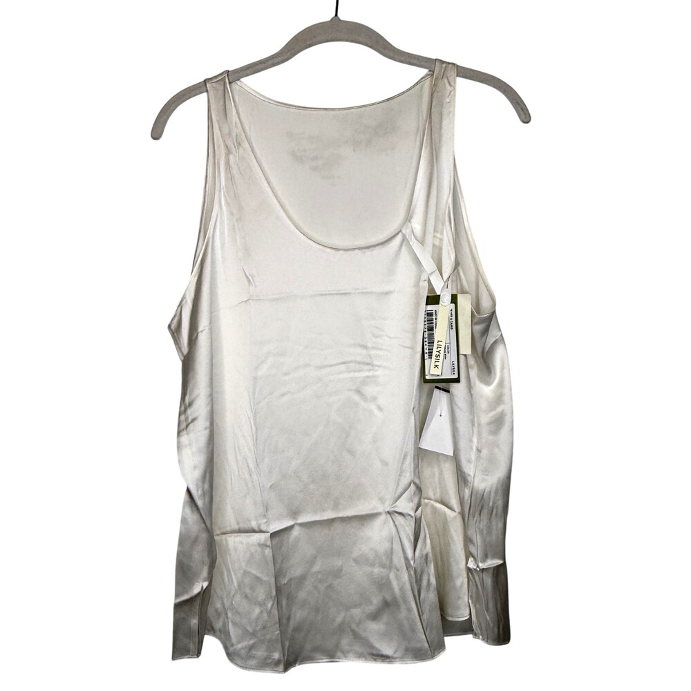LILYSILK Tank Top Womens Large White 100% Mulberry Silk Scoop Neck Cami